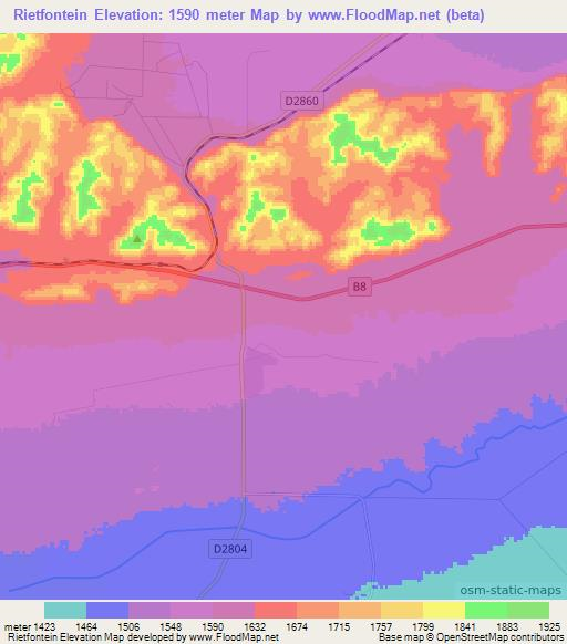 Rietfontein,Namibia Elevation Map