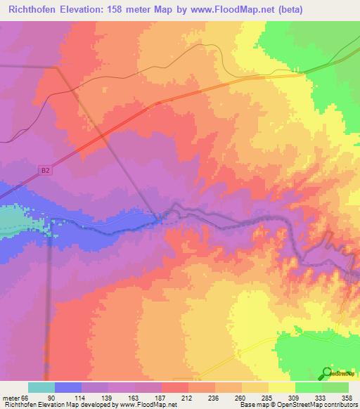 Richthofen,Namibia Elevation Map