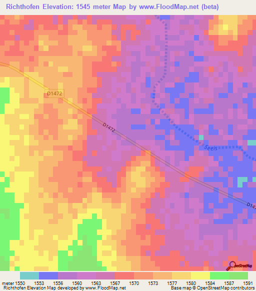 Richthofen,Namibia Elevation Map