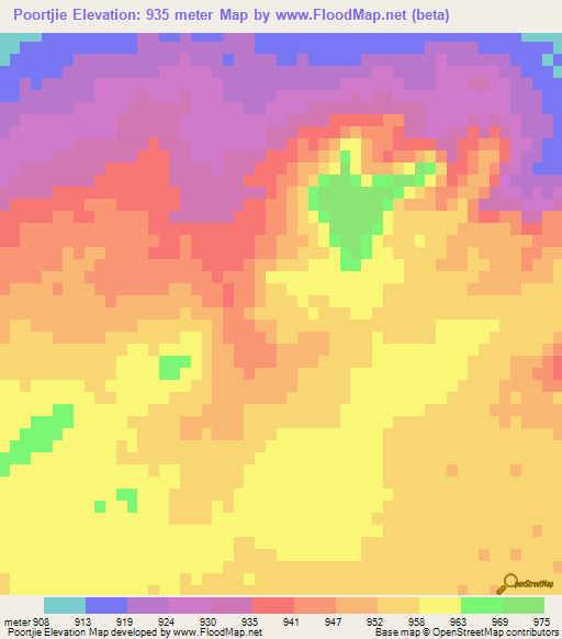 Poortjie,Namibia Elevation Map