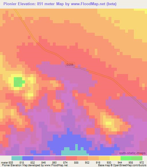 Pionier,Namibia Elevation Map