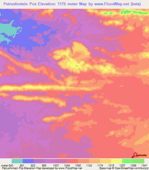 Petrusfontein Pos,Namibia Elevation Map