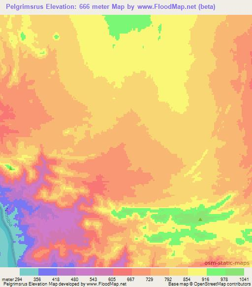 Pelgrimsrus,Namibia Elevation Map