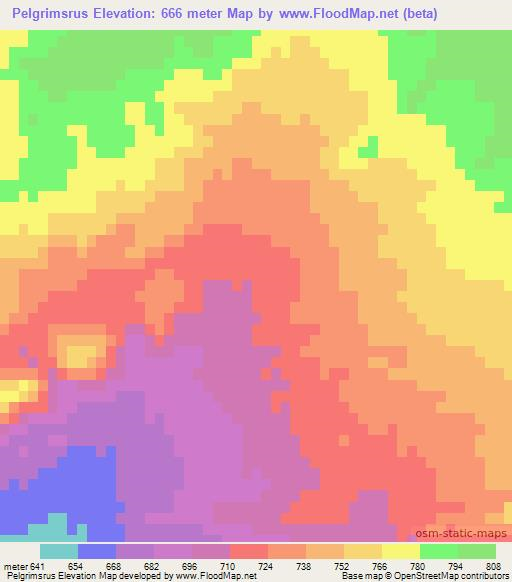 Pelgrimsrus,Namibia Elevation Map