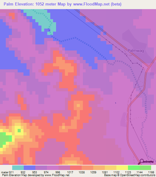 Palm,Namibia Elevation Map