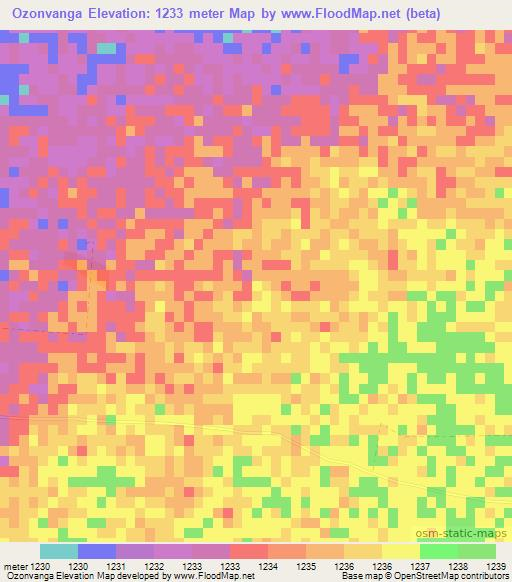 Ozonvanga,Namibia Elevation Map