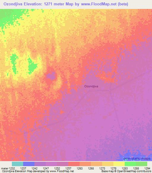 Ozondjiva,Namibia Elevation Map