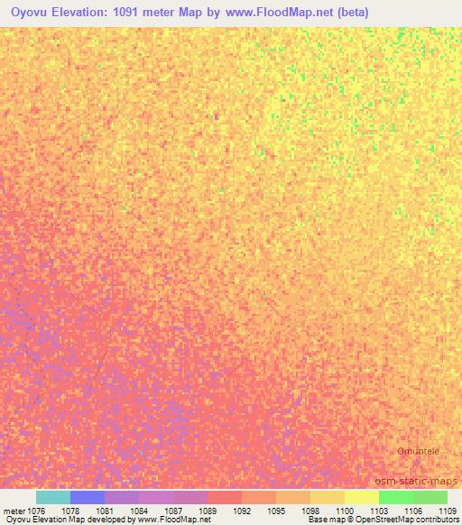 Oyovu,Namibia Elevation Map