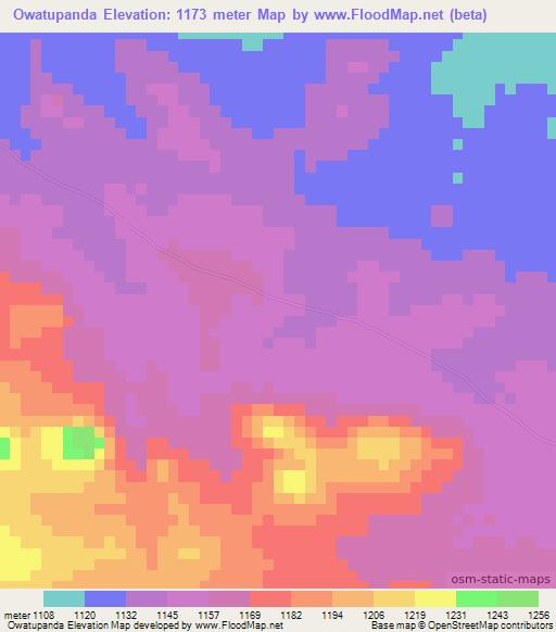Owatupanda,Namibia Elevation Map