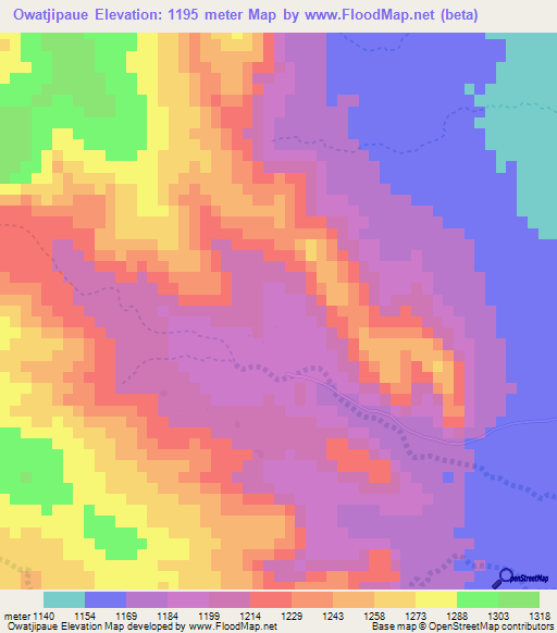 Owatjipaue,Namibia Elevation Map