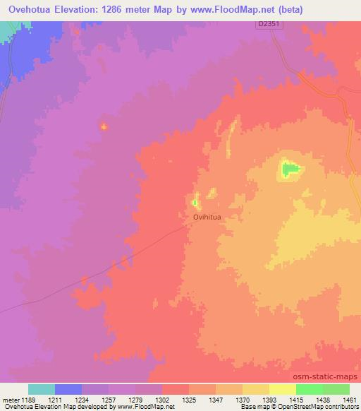 Ovehotua,Namibia Elevation Map