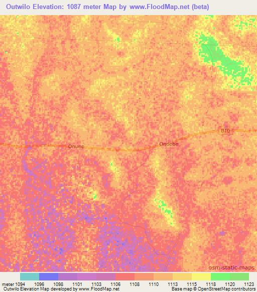 Outwilo,Namibia Elevation Map