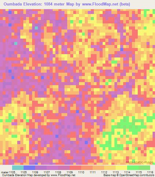 Oumbada,Namibia Elevation Map