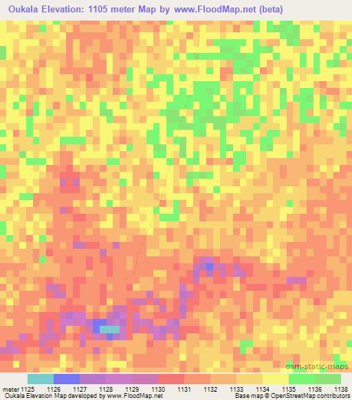 Oukala,Namibia Elevation Map