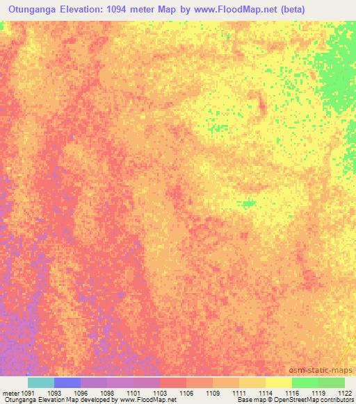 Otunganga,Namibia Elevation Map