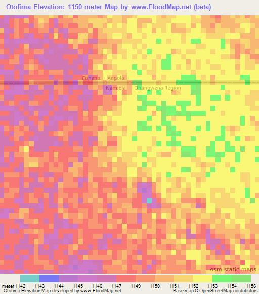 Otofima,Namibia Elevation Map