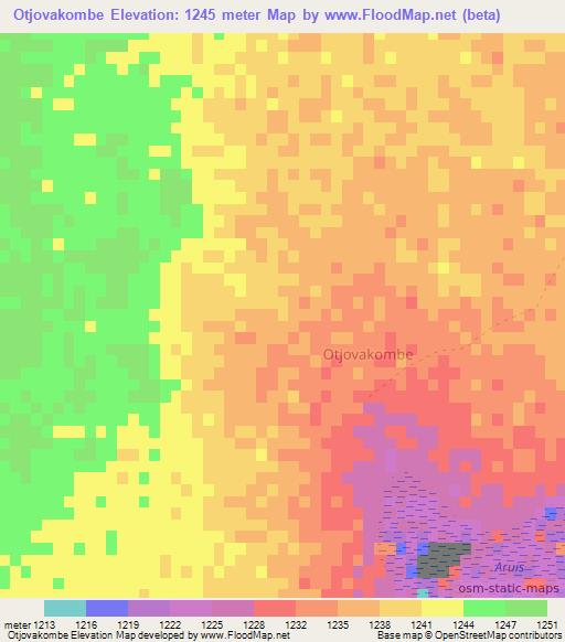 Otjovakombe,Namibia Elevation Map