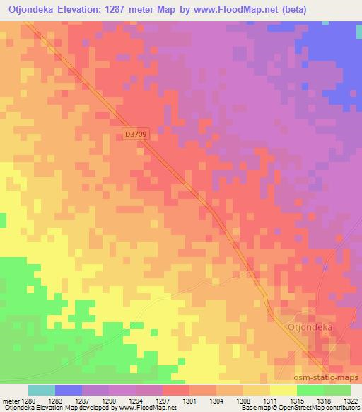 Otjondeka,Namibia Elevation Map