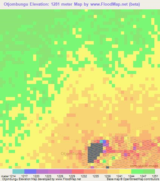 Otjombungu,Namibia Elevation Map