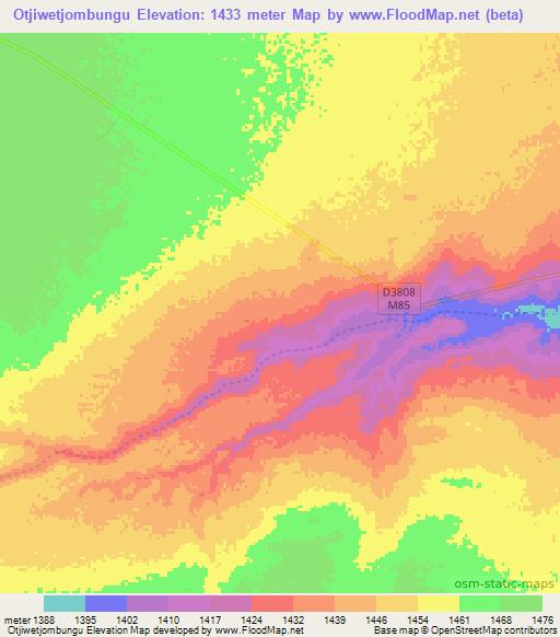 Otjiwetjombungu,Namibia Elevation Map