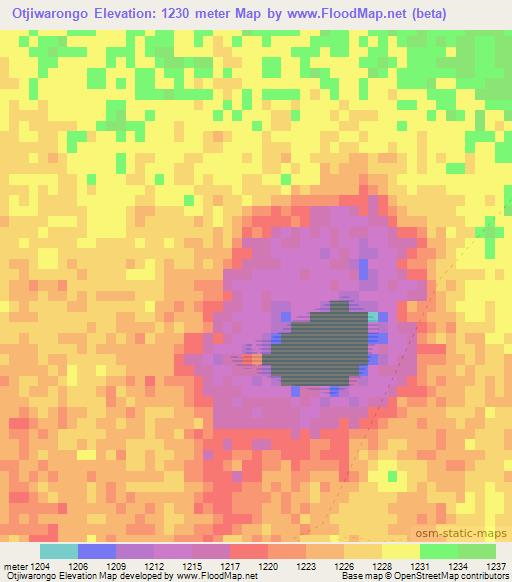 Otjiwarongo,Namibia Elevation Map