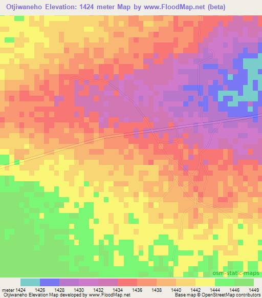 Otjiwaneho,Namibia Elevation Map