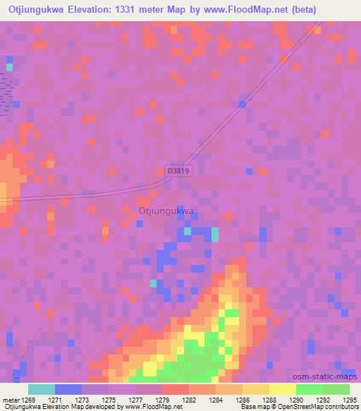 Otjiungukwa,Namibia Elevation Map