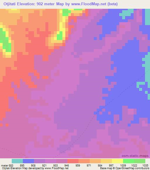 Otjitati,Namibia Elevation Map
