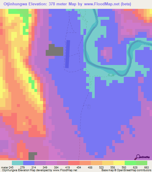 Otjinhungwa,Namibia Elevation Map
