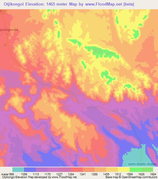 Otjikongoi,Namibia Elevation Map