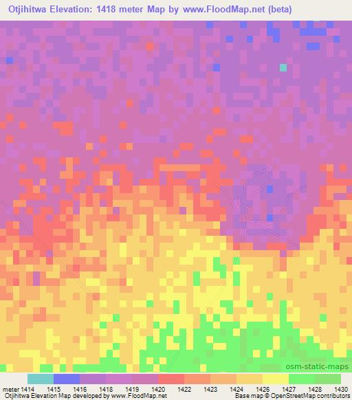 Otjihitwa,Namibia Elevation Map