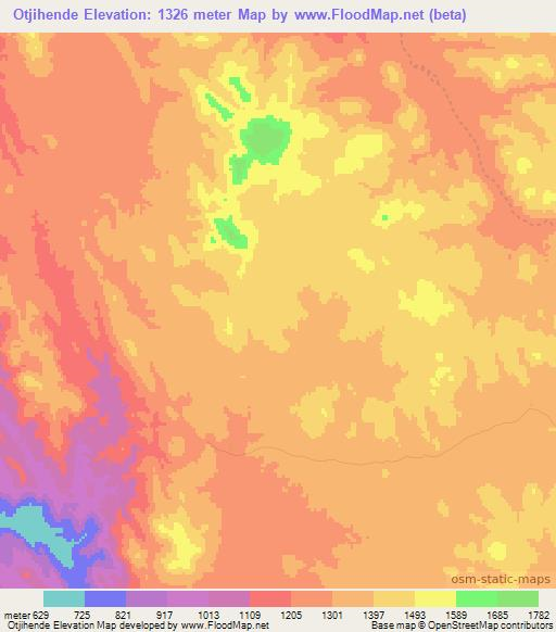 Otjihende,Namibia Elevation Map