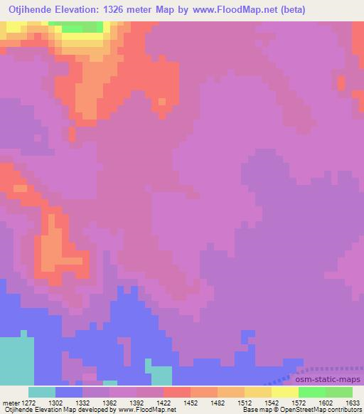 Otjihende,Namibia Elevation Map