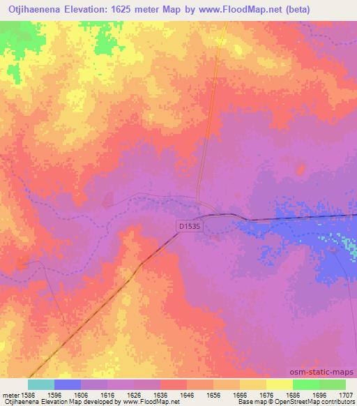 Otjihaenena,Namibia Elevation Map