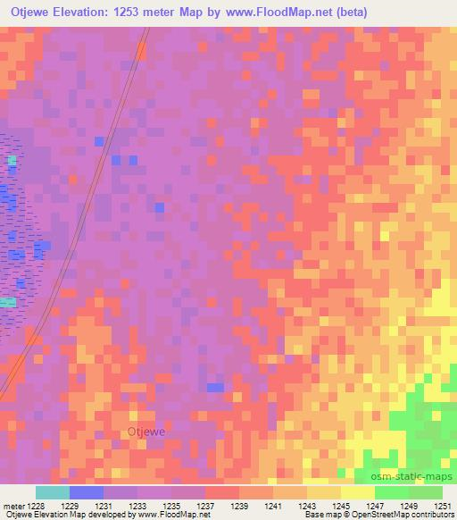 Otjewe,Namibia Elevation Map