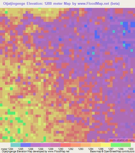 Otjatjingenge,Namibia Elevation Map