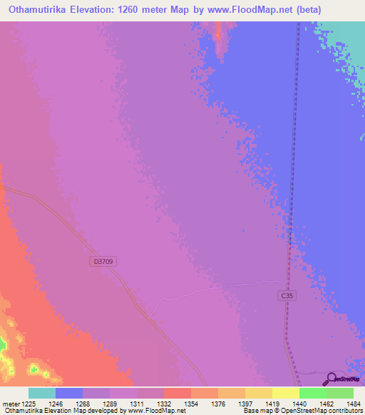 Othamutirika,Namibia Elevation Map