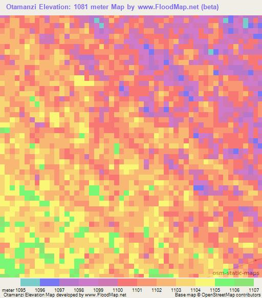 Otamanzi,Namibia Elevation Map