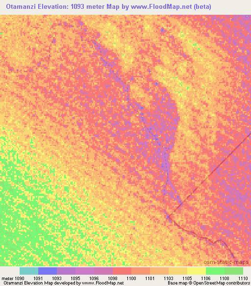 Otamanzi,Namibia Elevation Map