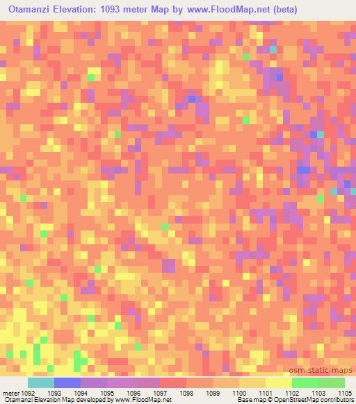 Otamanzi,Namibia Elevation Map