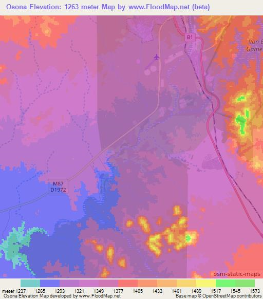 Osona,Namibia Elevation Map