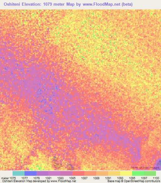 Oshiteni,Namibia Elevation Map