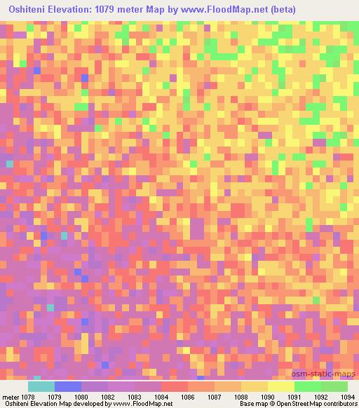 Oshiteni,Namibia Elevation Map
