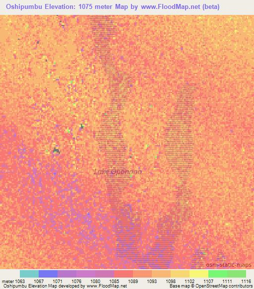 Oshipumbu,Namibia Elevation Map