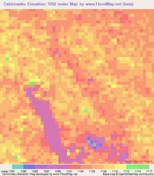 Oshimwaku,Namibia Elevation Map