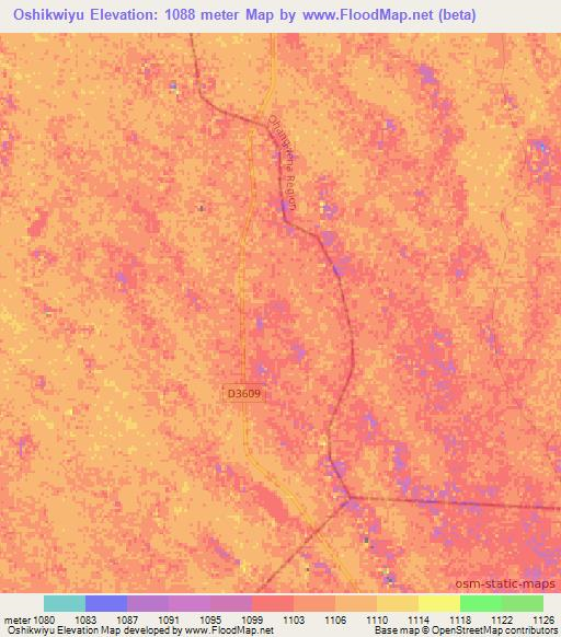 Oshikwiyu,Namibia Elevation Map