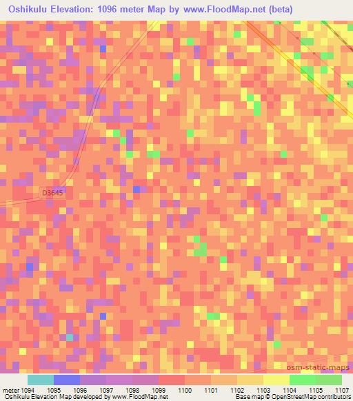 Oshikulu,Namibia Elevation Map