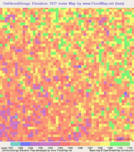 Oshikondiilongo,Namibia Elevation Map
