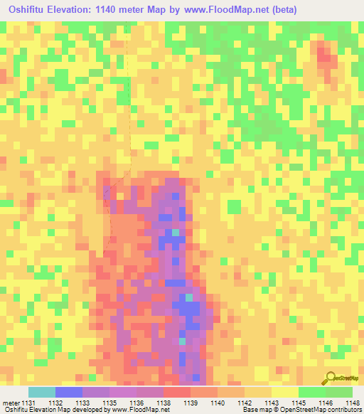 Oshifitu,Namibia Elevation Map