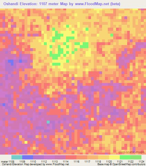Oshandi,Namibia Elevation Map